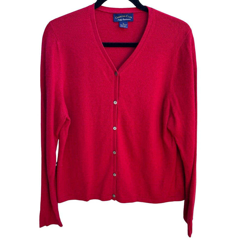 Charter Club 2-Ply Cashmere Quiet Luxury Old Money Preppy Cardigan Sweater XL